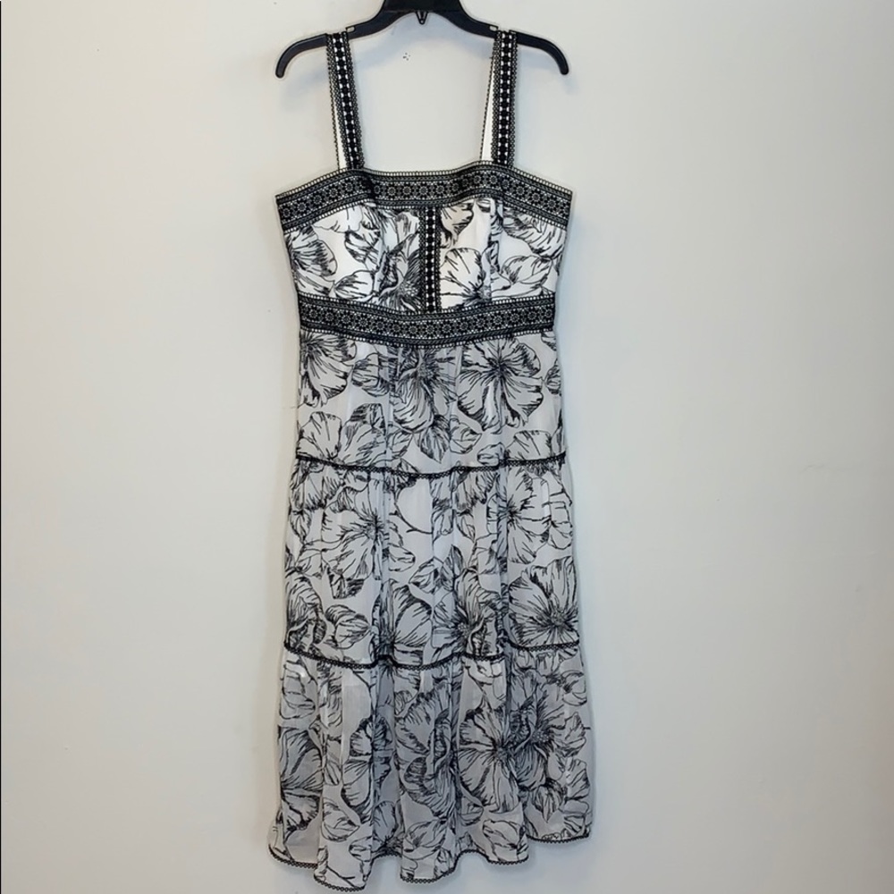 Ever New Black and White Floral Midi Dress